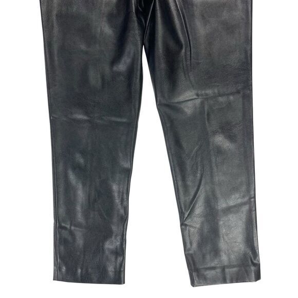 Ted Baker Pants Womens 2 Black Faux Leather Hi Waist Pleated Belted Classic NEW - Picture 8 of 16